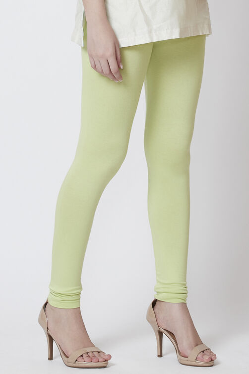 Moss Green Viscose Lycra Solid Leggings image number 2