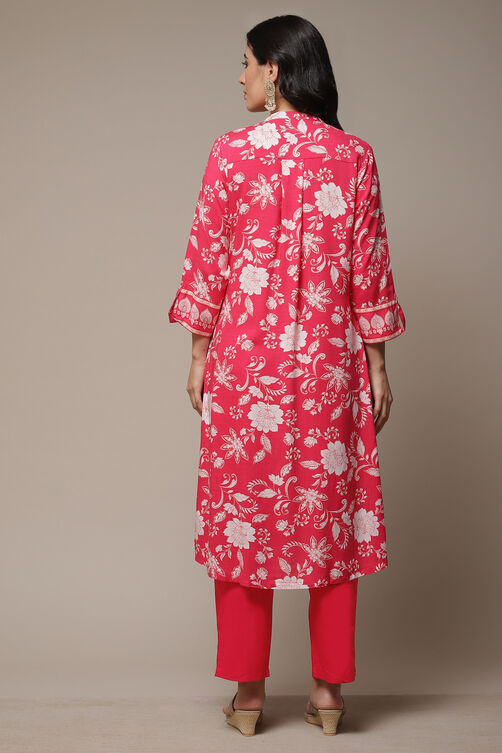 Sky Blue LIVA Straight Printed Kurta image number 2