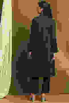 Black Polyester Straight Kurta Pants Set image number 4