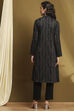 Black Polyester Straight Kurta Pants Set image number 4