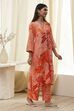 Peach-Colored Floral Straight Kurta Set image number 5