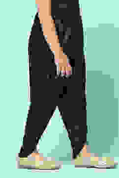 Black Viscose Solid Herem Dhoti image number 2