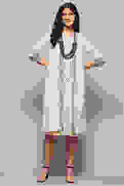 Ecru Brown Cotton Blend Straight Kurta image number 0