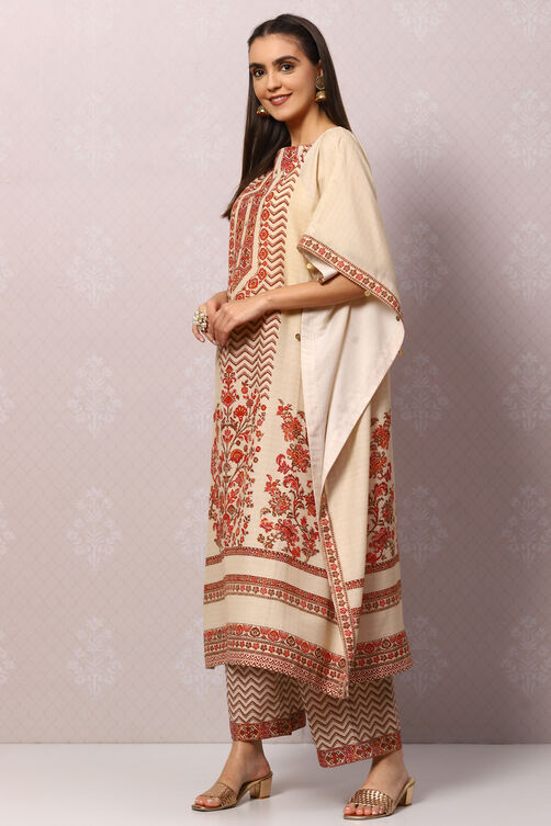 Black Art Silk Kaftan Kurta Palazzo Suit Set image number 3