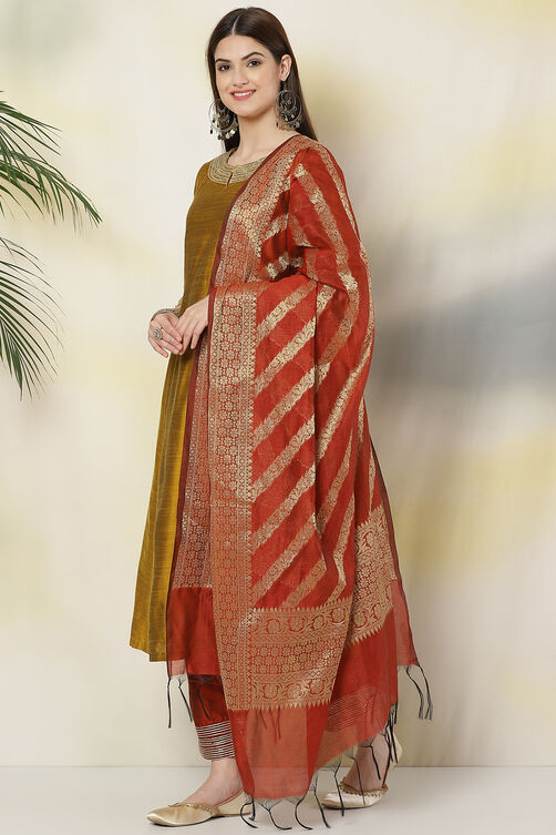 Mustard Poly Viscose Anarkali Kurta Palazzo Suit Set image number 5