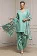 Green Viscose Rayon Straight Dyed Suit Set