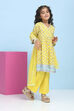 Yellow Cotton Printed A-Line Suit Set image number 5