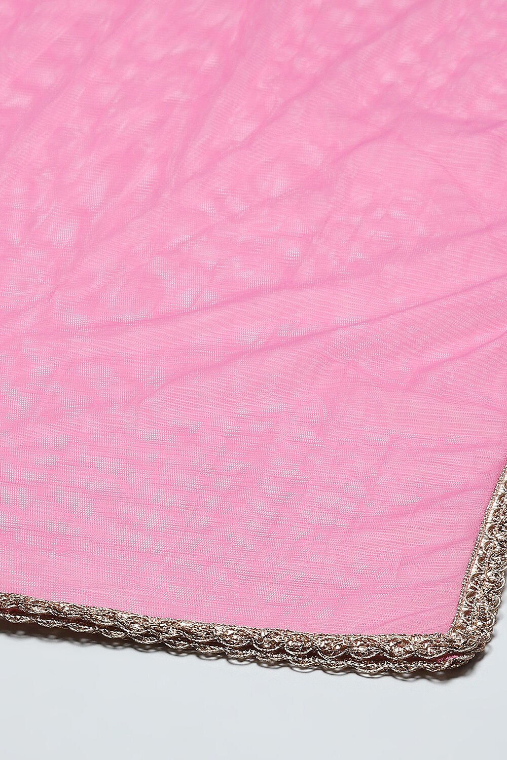 Blue Poly Chanderi Floral Printed Flared Lehenga Set image number 3