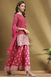 Pink Yarn Dyed Straight Suit Set image number 5