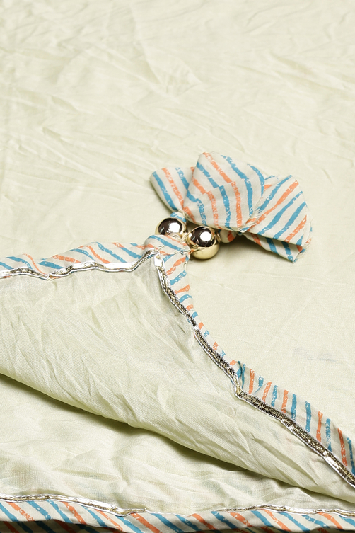 Light Green Cotton Floral Straight Suit Set image number 2