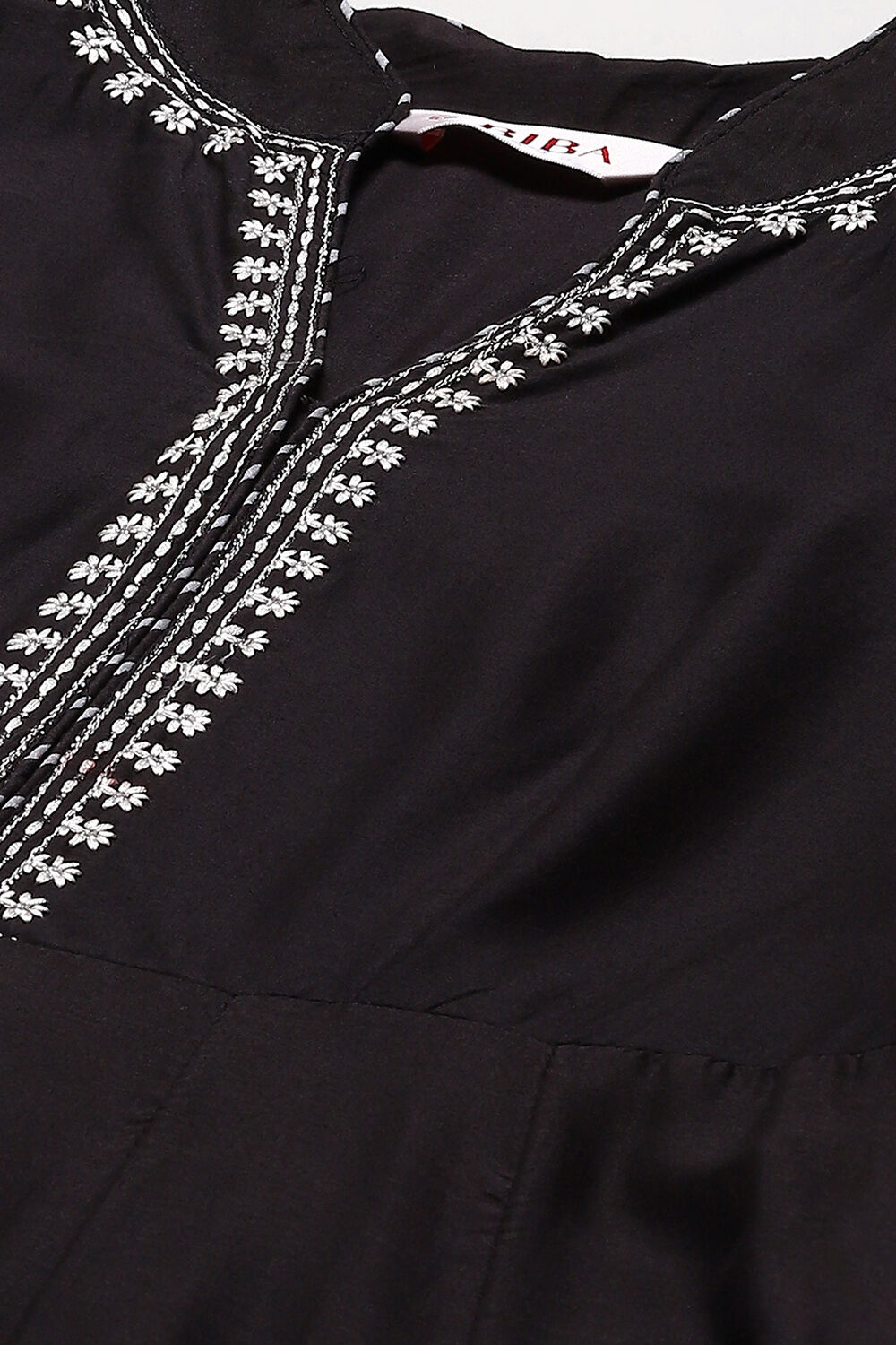 Black Cotton Anarkali Printed Kurta Churidar Suit Set image number 1