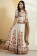 Navy Blue Cotton Silk Printed Lehenga Set image number 5
