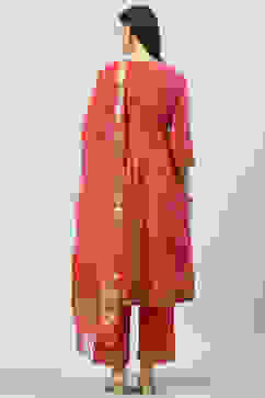 Fuchsia Art Silk Anarkali Kurta Narrow Palazzo Suit Set image number 4