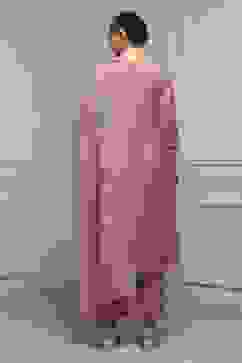 Beige Mul Chanderi Blend Hand Embroidered Unstitched Suit Set image number 5