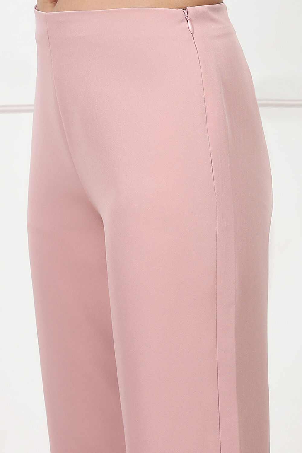 Beige Solid Relaxed Fit Pants image number 1