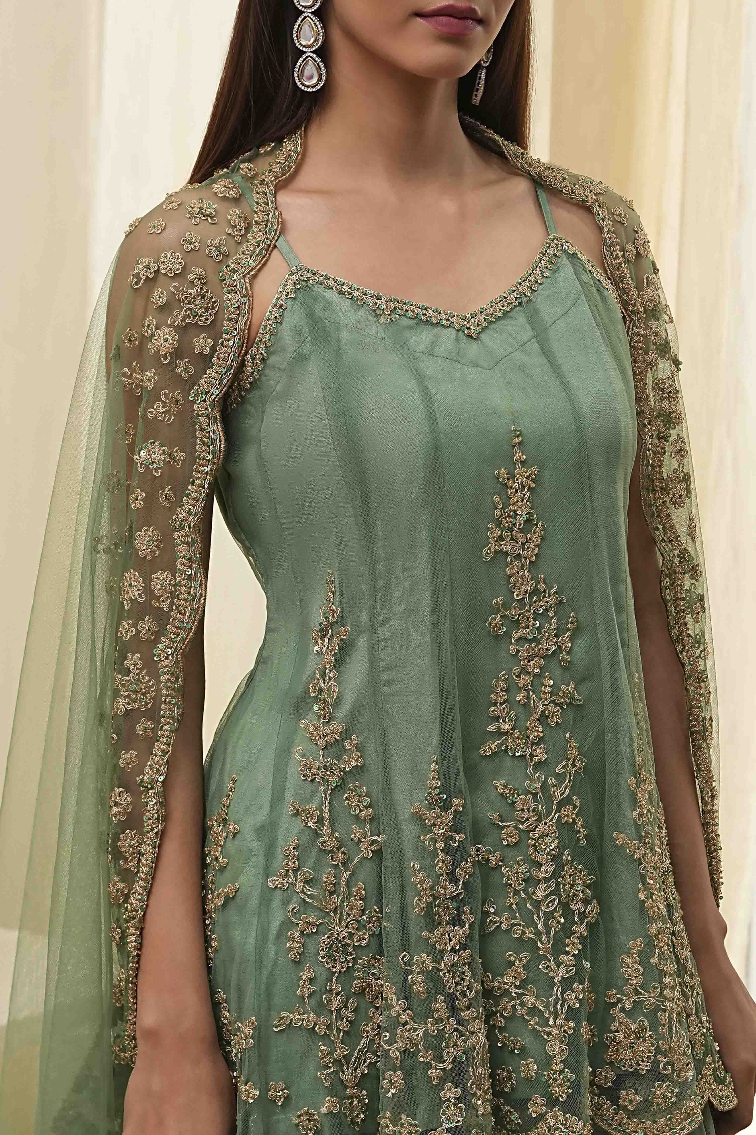 Pink Net Embroidered Kalidar Sharara Kurta Set image number 1