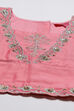 Pink And Turq Straight Poly Cotton Girls Lehenga Set image number 1