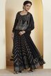 Black Polyester Kalidar Lehenga Set image number 4