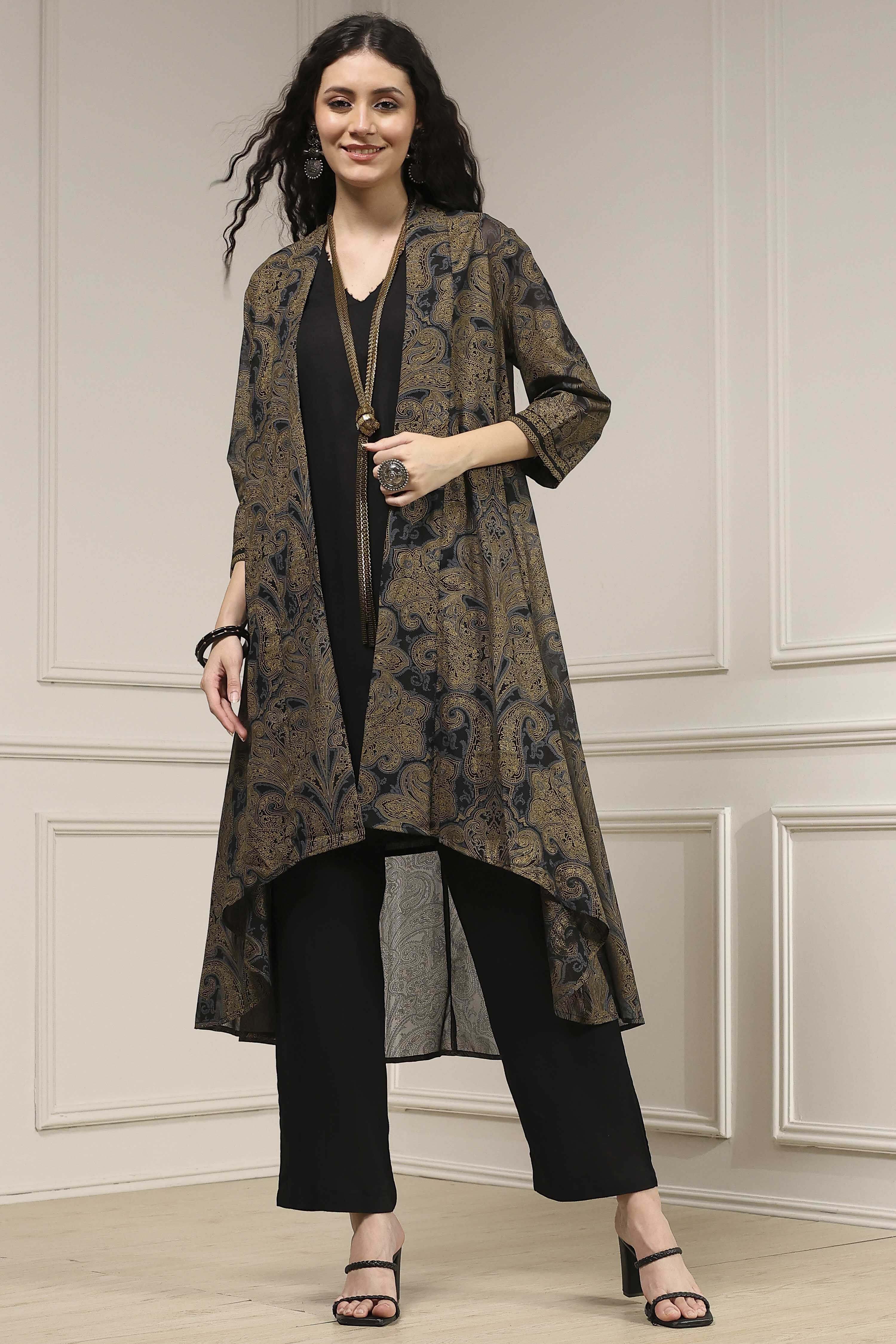 Black Viscose Rayon Straight Dyed Fusion Set image number 6