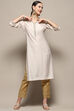 Beige Embellished Festive Straight Kurta image number 0