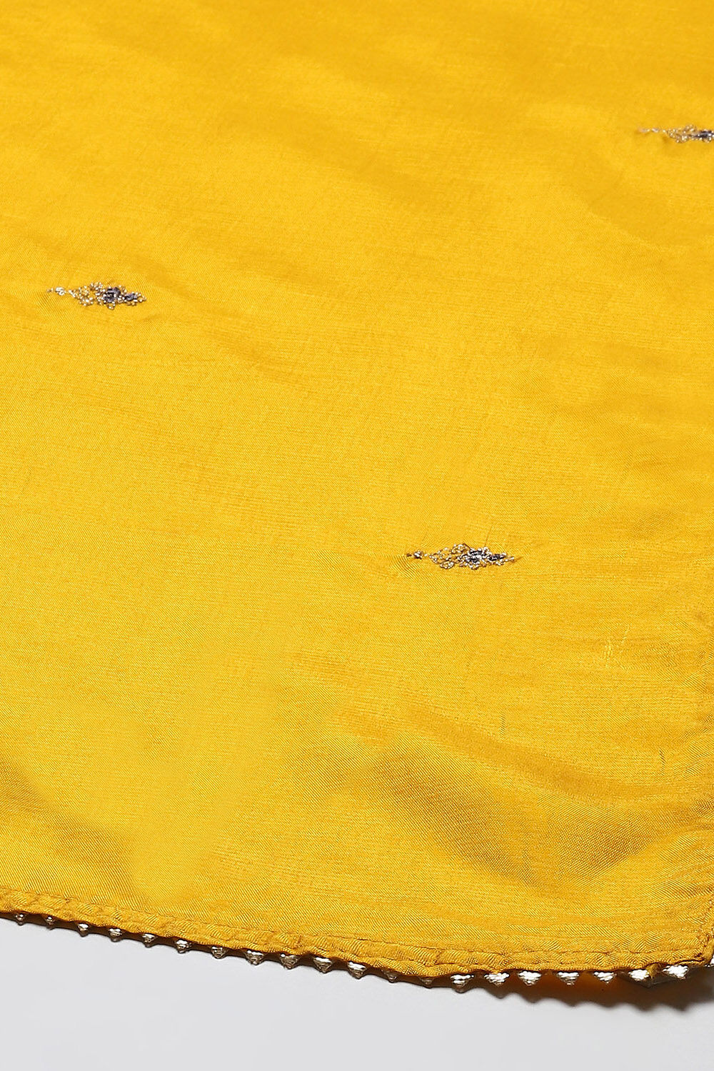 Yellow Banarasi Silk Machine Embroidered Unstitched Suit Set image number 4