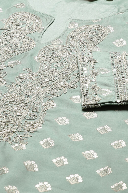 Sea Blue Poly Metallic Straight Kurta Palazzo Suit Set image number 1