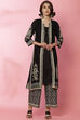 Black And Off White Viscose Printed Kurta image number 4