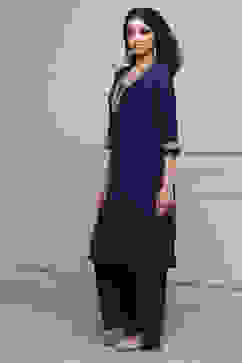 Purple Art Silk Straight Kurta Pants Set image number 3