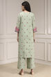 Sage Green Cotton Printed Straight Suit Set image number 4