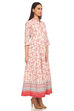 White And Red Flared Cotton Printed Kurta Dress image number 2