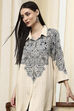 Black Printed Shirt-Style Straight Short Kurta image number 6