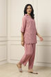 Dusky Pink Cotton Schiffli Straight Suit Set image number 5
