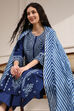 Blue Dyed Printed Straight Suit Set image number 1