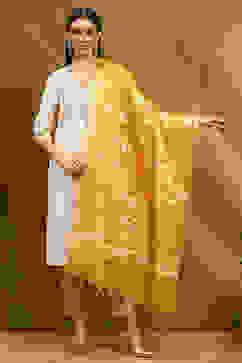 Yellow Yarn-Dyed Festive Dupatta image number 4