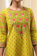 Green Cotton Printed Straight Kurta image number 1