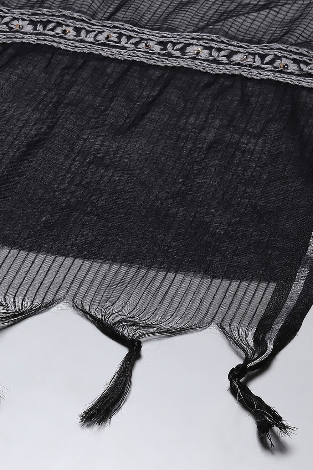 Black Cotton Straight Kurta Palazzo Suit Set image number 3