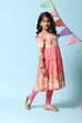 Yellow Rayon Flared Printed Kurta Set image number 5