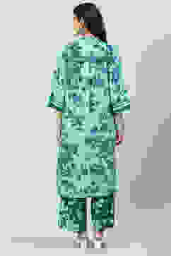 Yellow & Green Rayon Straight 2 Piece Set image number 4