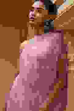 Pink Viscose Georgette Printed One-Shoulder Kurta Set image number 1