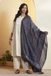 Navy Blue Printed Chanderi Dupatta