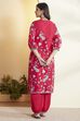 Fuchsia Cotton Floral Printed Straight Kurta Set image number 6