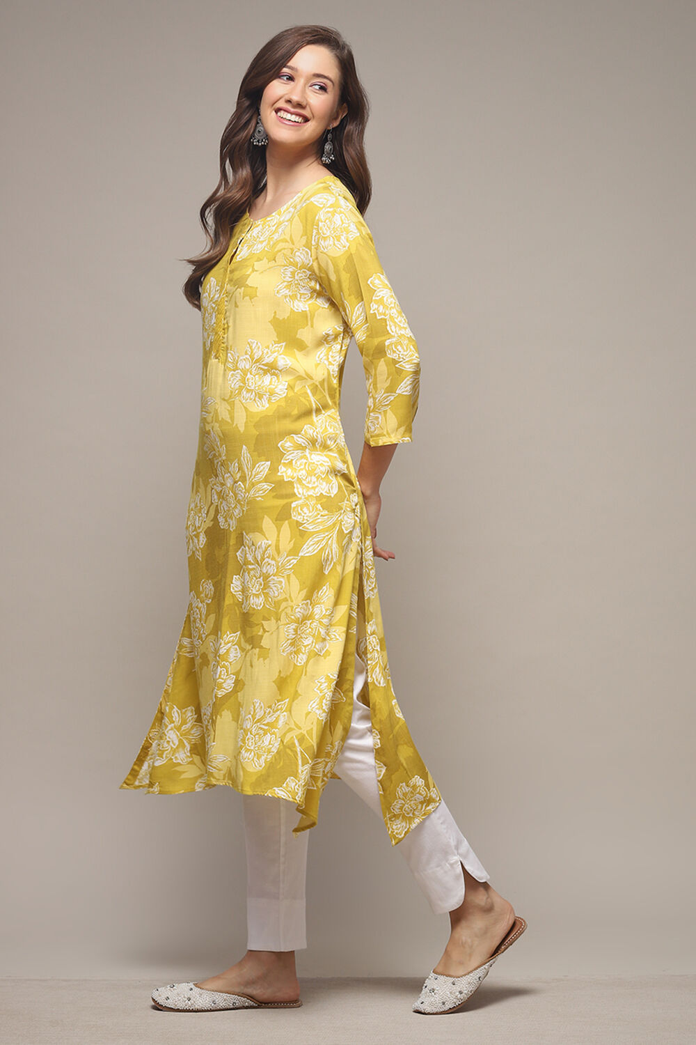 Coral LIVA Straight Printed Kurta image number 3