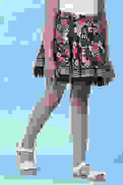 Black Rayon Flared Printed Skirt image number 2