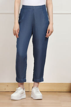 Light Blue Tencel Yarndyed Narrow Pant image number 4