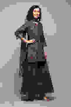 Teal Cotton Straight Kurta Sharara Suit Set image number 6