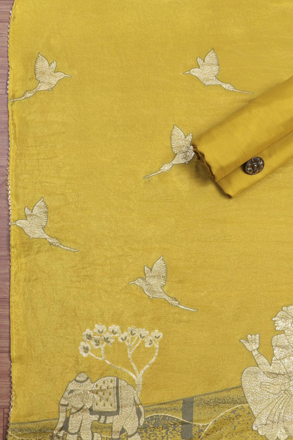 Mustard Modal Unstitched Suit Set image number 2