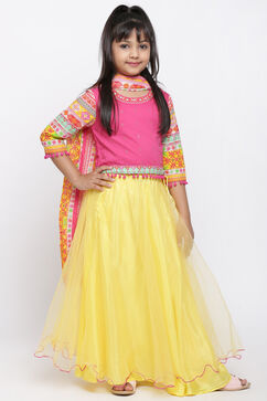 Pink And Yellow Lehenga Set image number 3