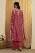 Pink Viscose Blend Floral Design Kalidar Kurta Set image number 5