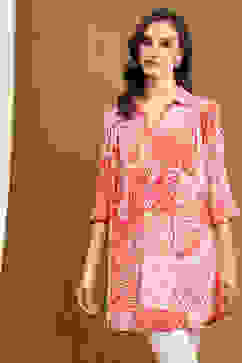 Fuchsia Viscose Straight Kurti image number 5