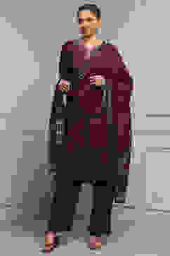 Blue-Brown Modal Straight Printed Suit Set image number 6